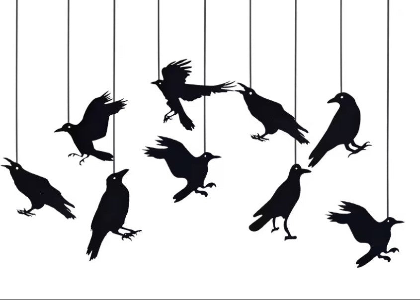BLACK CROWS HANGING GARLAND SET - Winterberries