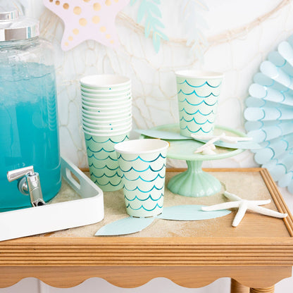 SEA1011 - Mermaid Tail Paper Party Cups - 12 oz - Winterberries