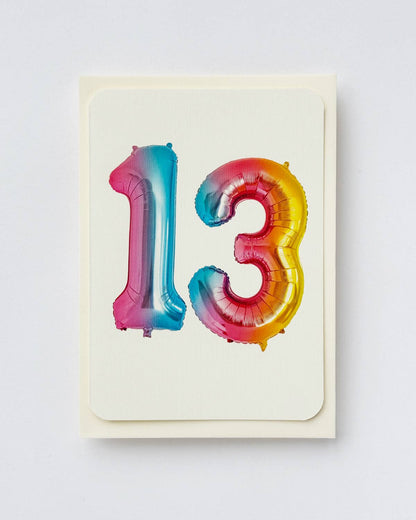 Birthday Balloon No. 13 Greeting Card | Age Cards - Winterberries