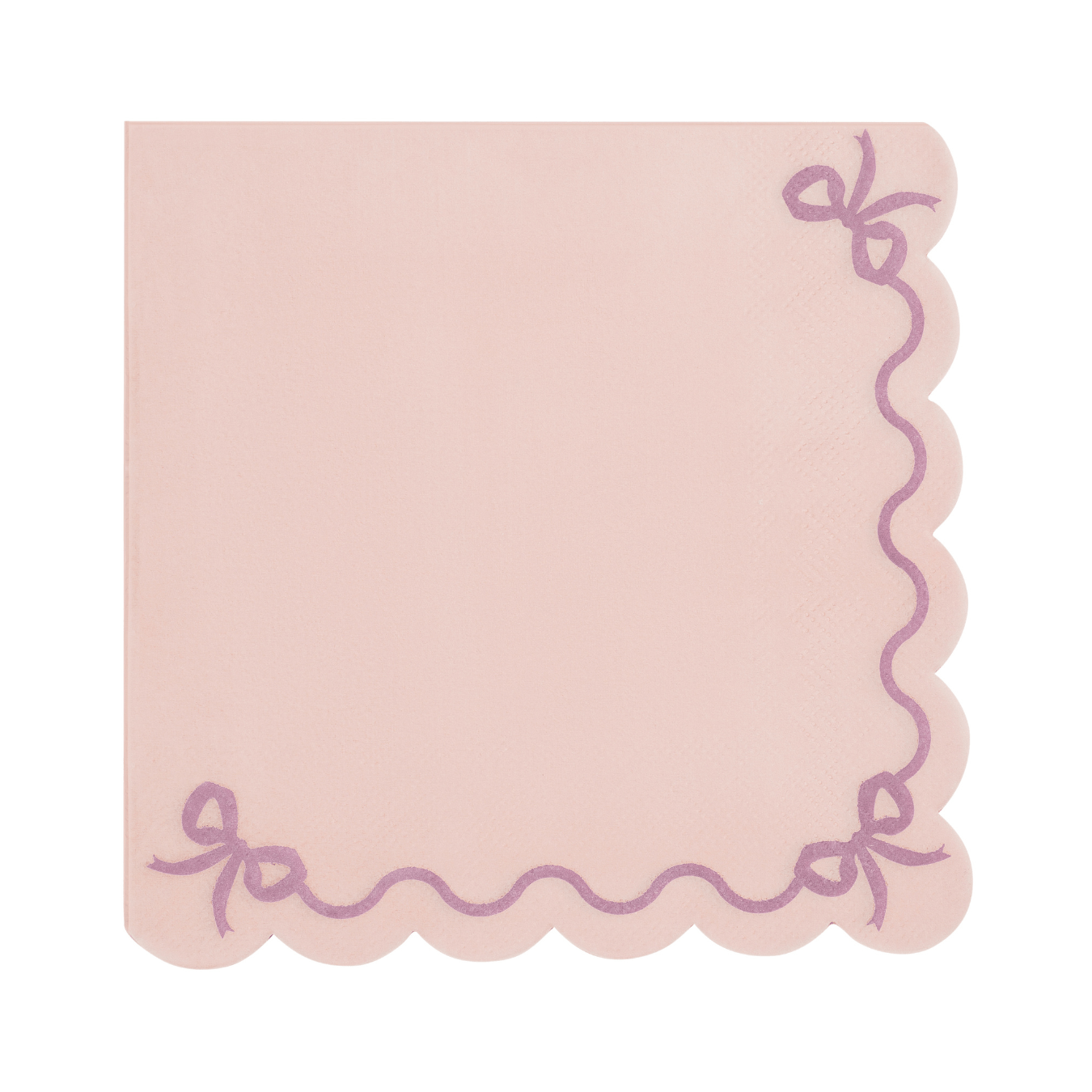 Partydeco Light Pink Scalloped Bow Party Napkins x 12