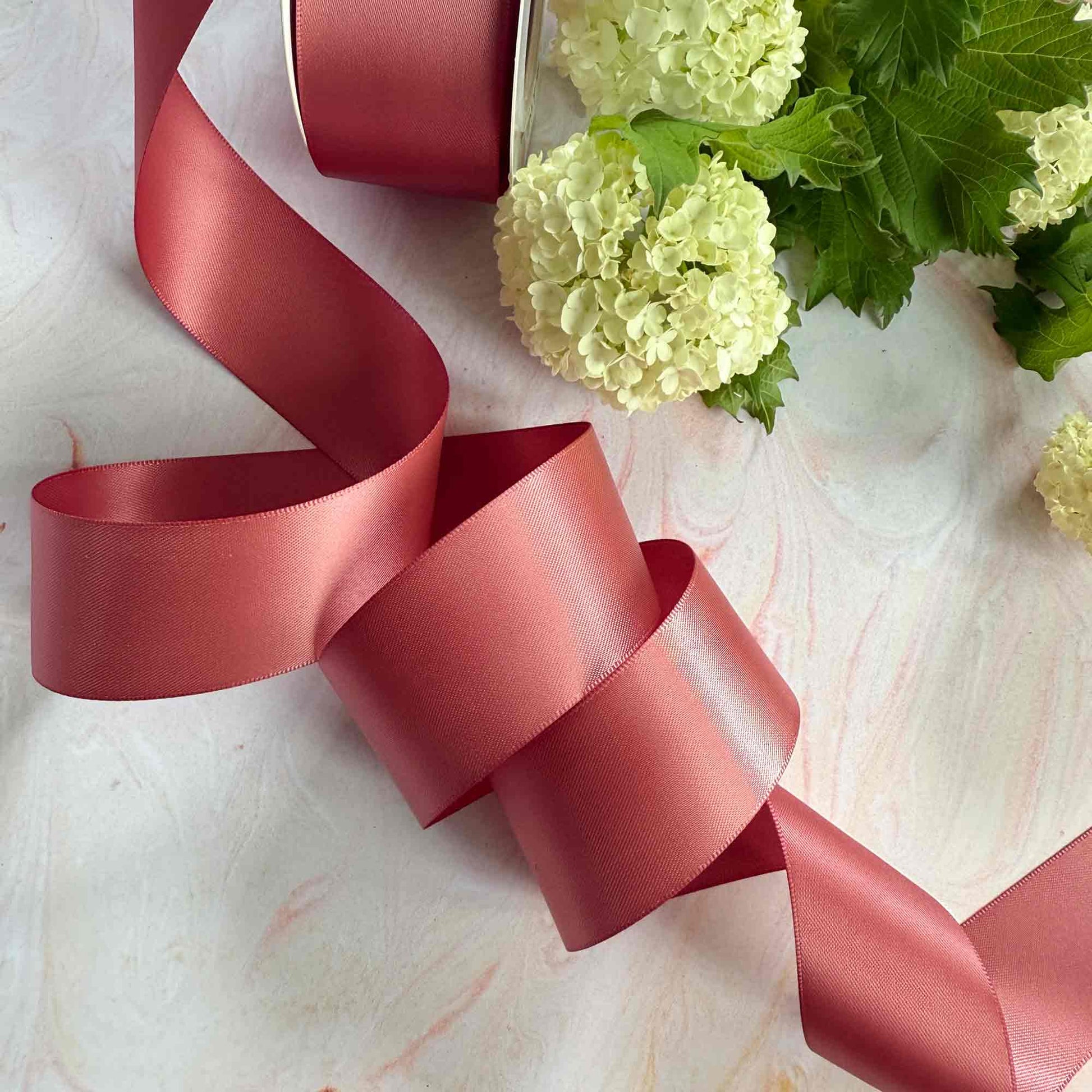 Cinnamon Blush Satin Ribbon in various width rolls - Winterberries