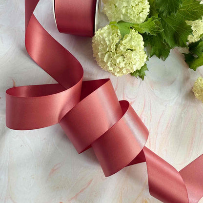 Cinnamon Blush Satin Ribbon in various width rolls - Winterberries