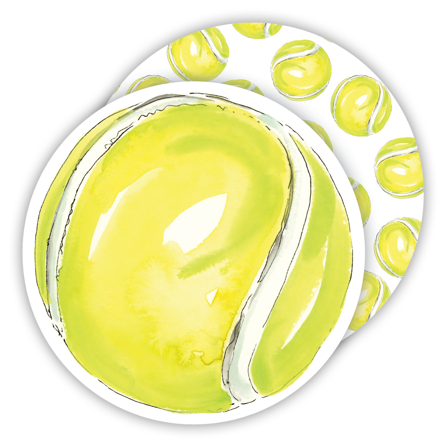 Hand Painted Tennis Ball Round Coasters - Winterberries