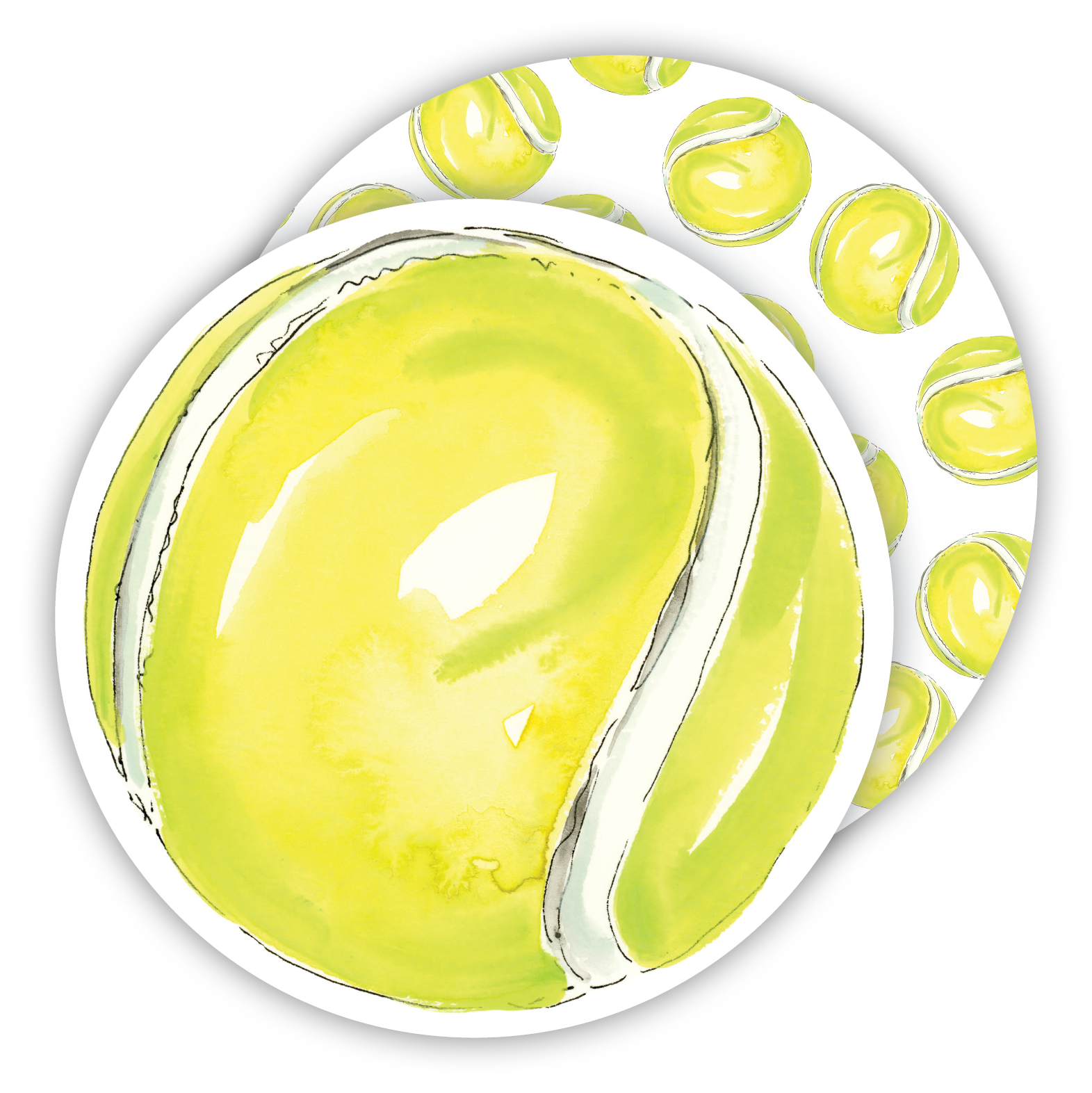 Hand Painted Tennis Ball Round Coasters - Winterberries