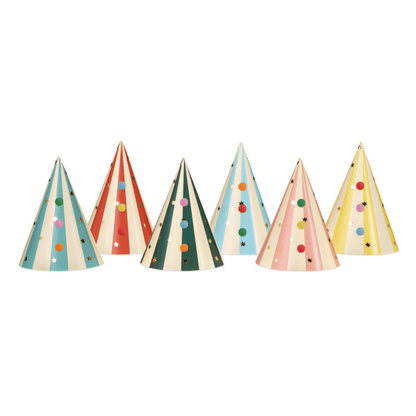 Partydeco Circus Party Hats With Pom Poms x 6