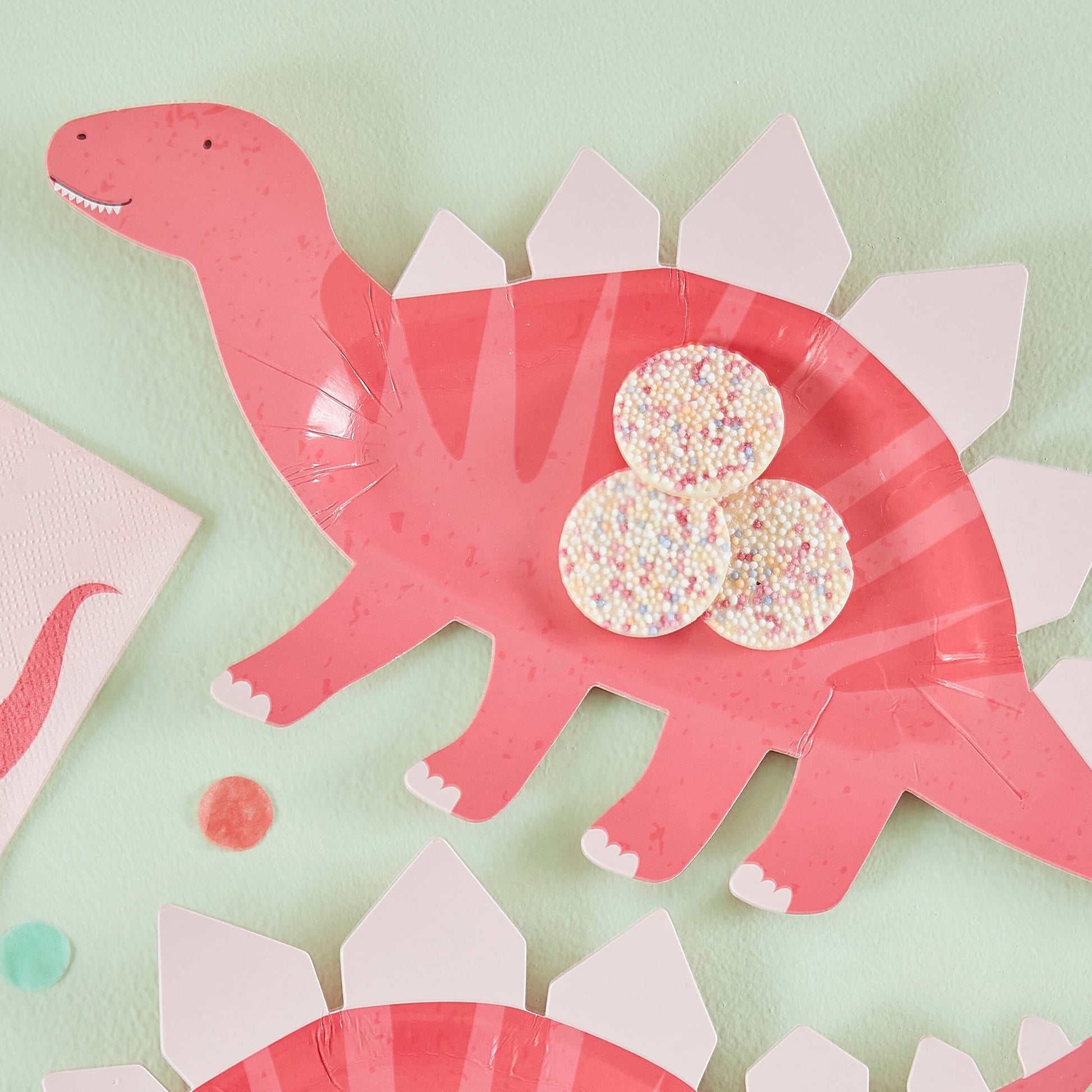 Paper Cake Plate - Dinosaur - Pink - Winterberries