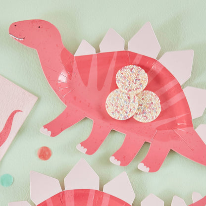 Paper Cake Plate - Dinosaur - Pink - Winterberries
