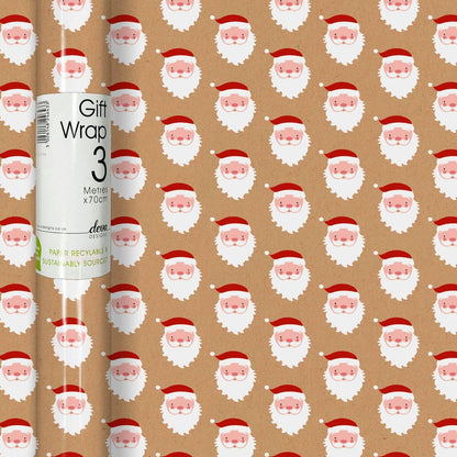 SANTA KRAFT WRAPPING PAPER, 3M X 70CM