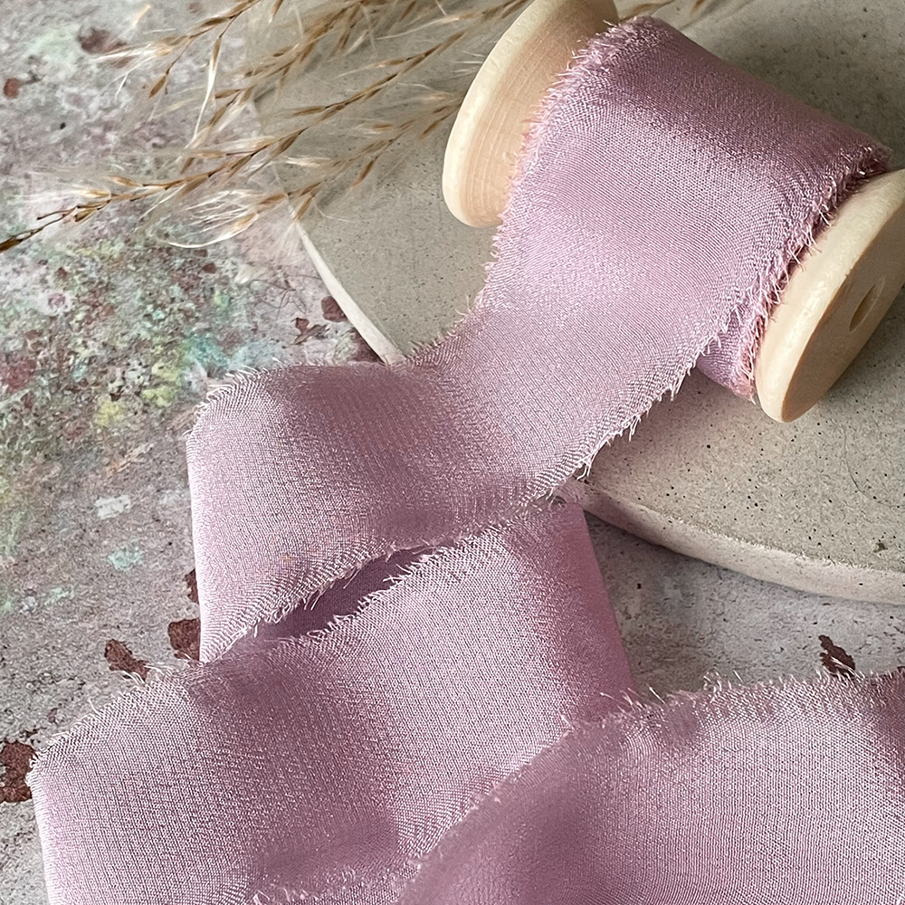 25mm Silk Ribbon in Lilac - Winterberries