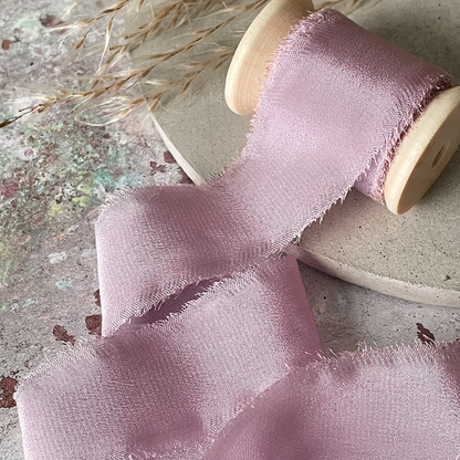 25mm Silk Ribbon in Lilac - Winterberries