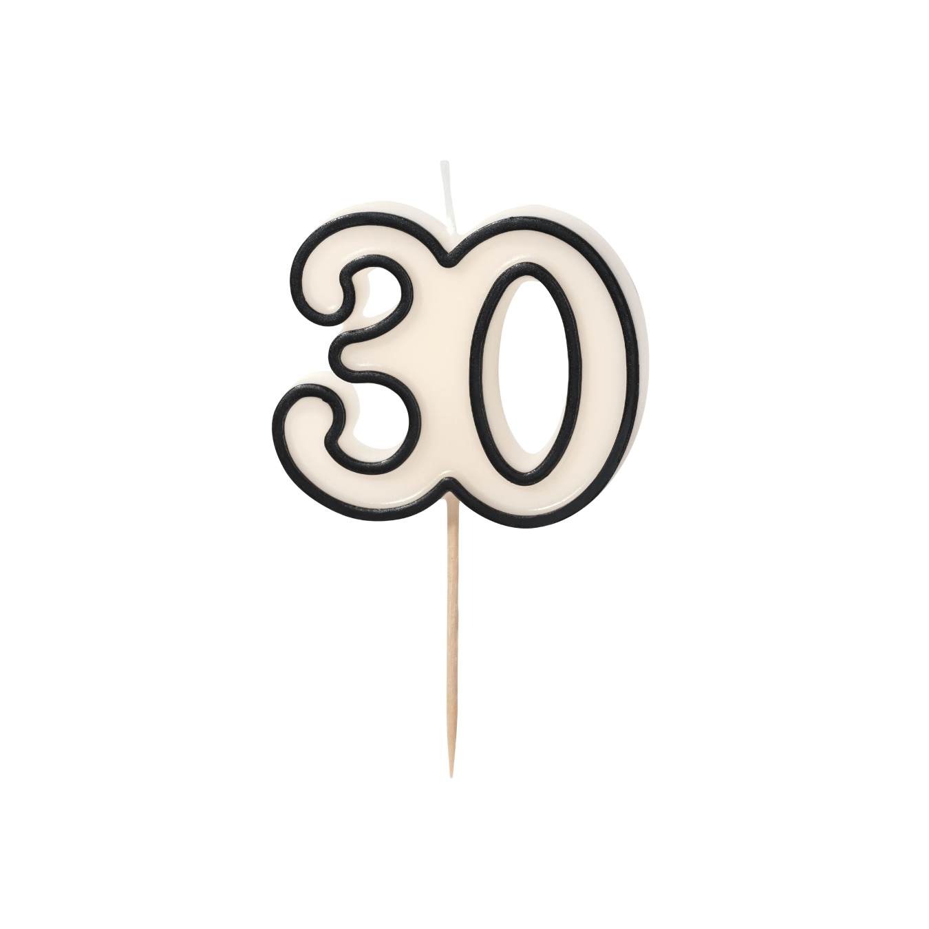 Partydeco Cream & Black Number 30 Candle