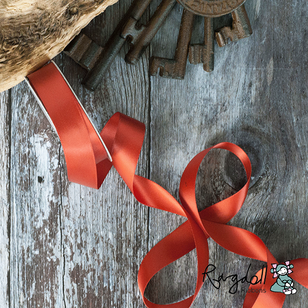 19mm Rust Satin Ribbon – 10 Metre Roll - Winterberries