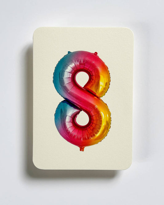 Birthday Balloon No. 8 Greeting Card | Age Cards - Winterberries