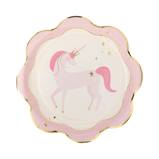 PLMAG40 - Pink Unicorn Ruffle Edge Plate - Winterberries