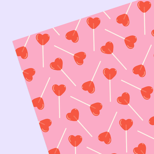 HEART LOLLIPOP VALENTINE'S DAY WRAPPING PAPER