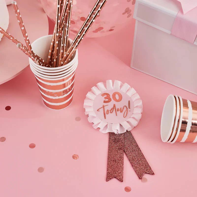 ROSE GOLD BIRTHDAY CUSTOM BADGE - Winterberries