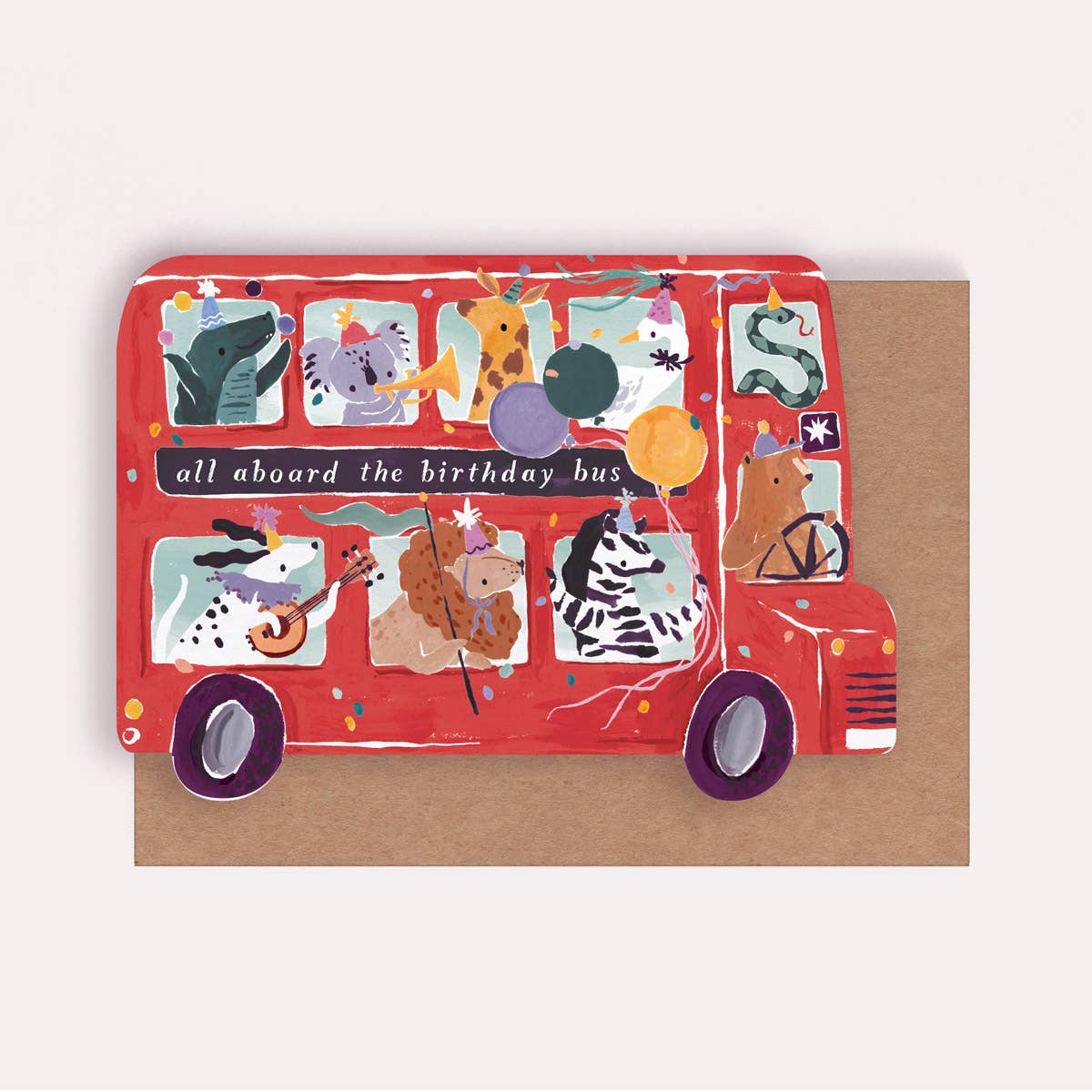 PARTY BUS KIDS BIRTHDAY CARD - Winterberries