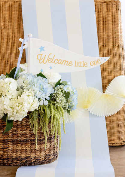 BAB1116 - Welcome Little One Blue Pennant - Winterberries