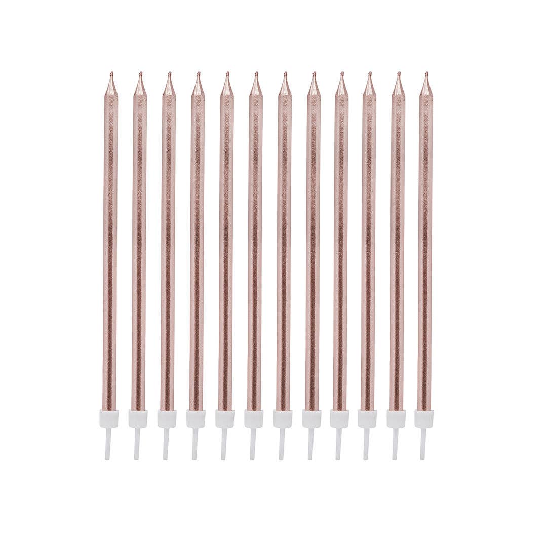 Rose Gold Tall Skinny Wax Candles 12 Pack - Winterberries