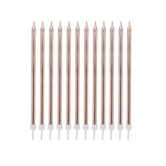 Rose Gold Tall Skinny Wax Candles 12 Pack - Winterberries