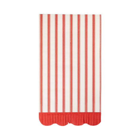WNT1239 - Red Striped Dinner Napkin - Winterberries