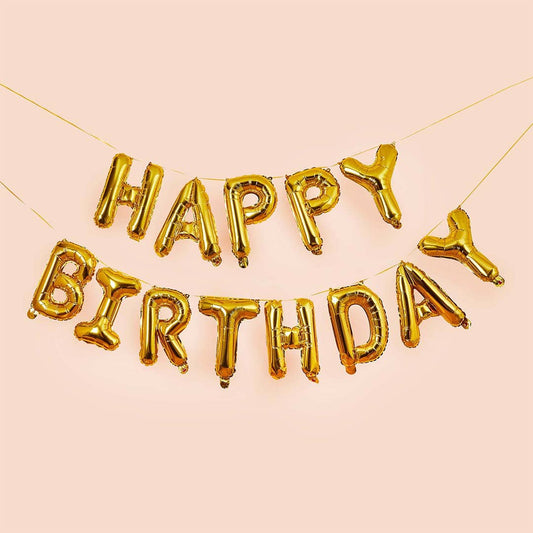 16" GOLD HAPPY BIRTHDAY FOIL BALLOON GARLAND