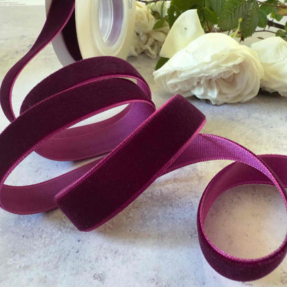Bordeaux Velvet Ribbon - 3 Meter Roll - Winterberries