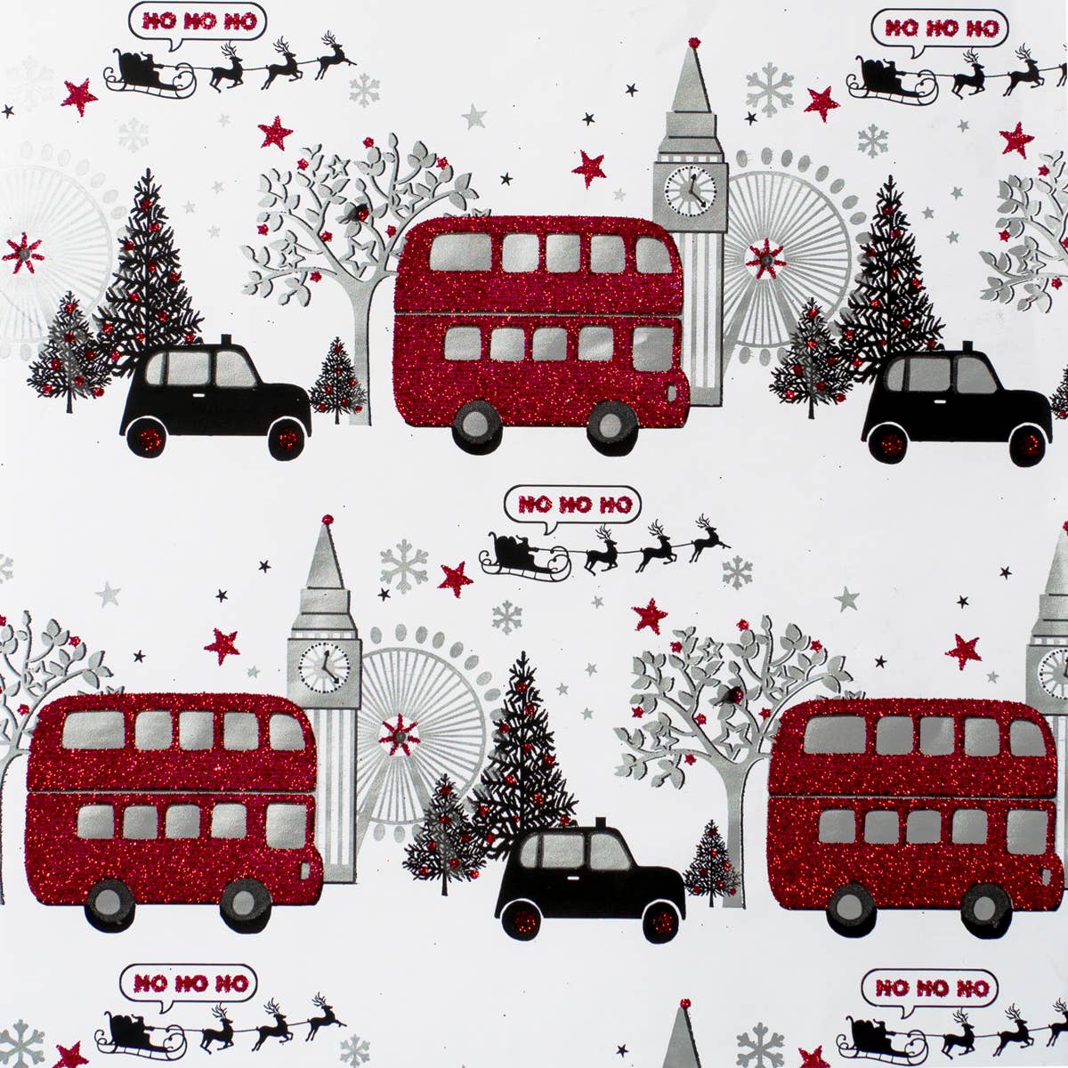 GLITTER CHRISTMAS LONDON WRAPPING PAPER