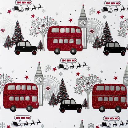 GLITTER CHRISTMAS LONDON WRAPPING PAPER