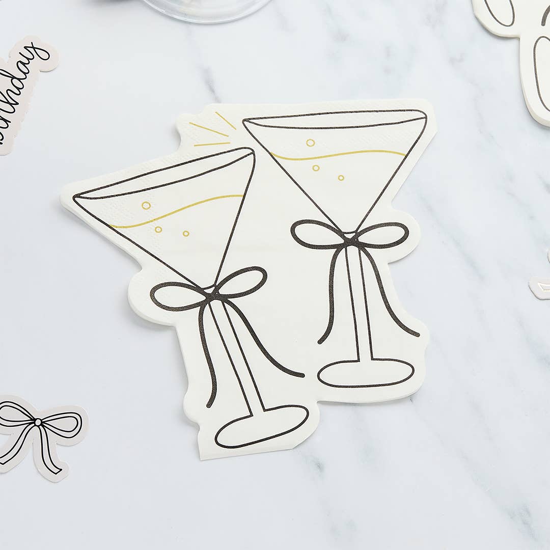 Cocktail Shaped Paper Napkins  - Pack of 16