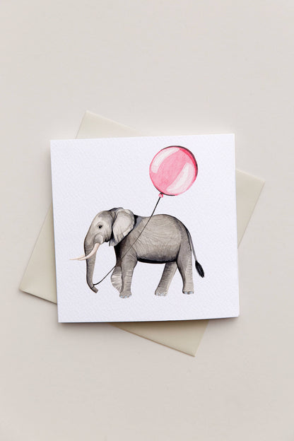 New Baby Elephant Watercolour Concertina Greetings Card - Winterberries