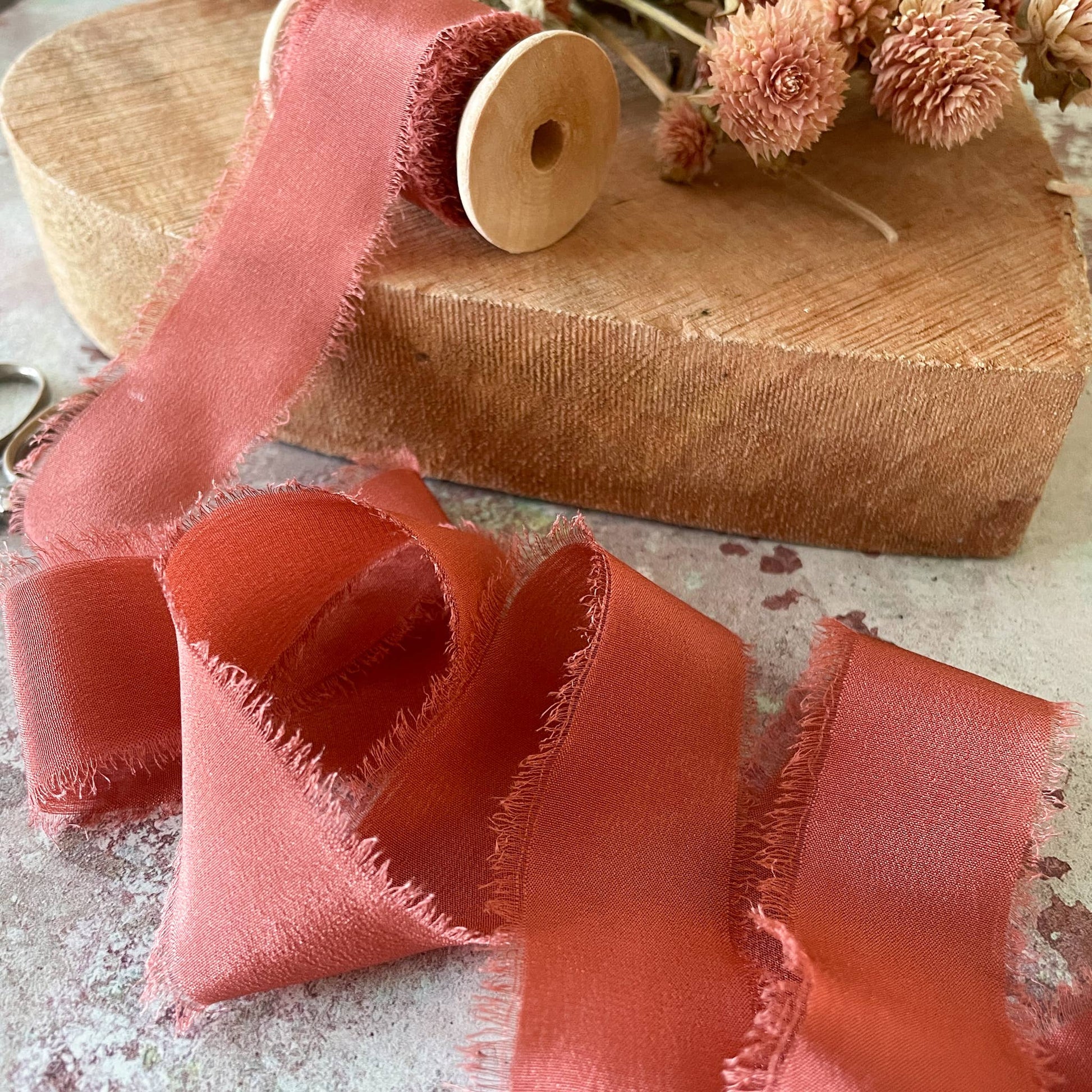 25mm Silk Ribbon in Rust - Winterberries