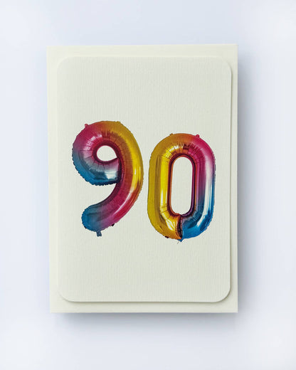 Birthday Balloon No. 90 Greeting Card | Age Cards - Winterberries