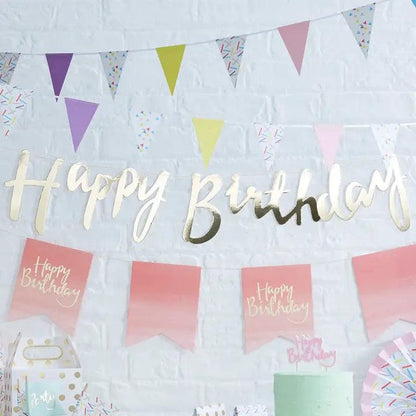 HAPPY BIRTHDAY GOLD BUNTING - Winterberries
