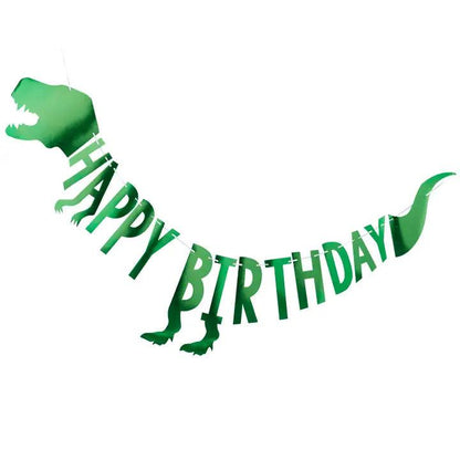 HAPPY BIRTHDAY GREEN DINOSAUR-SHAPED BUNTING - Winterberries