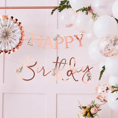 HAPPY BIRTHDAY ROSE GOLD BUNTING - Winterberries
