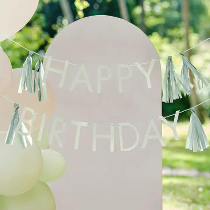 HAPPY BIRTHDAY SAGE TASSEL BUNTING - Winterberries
