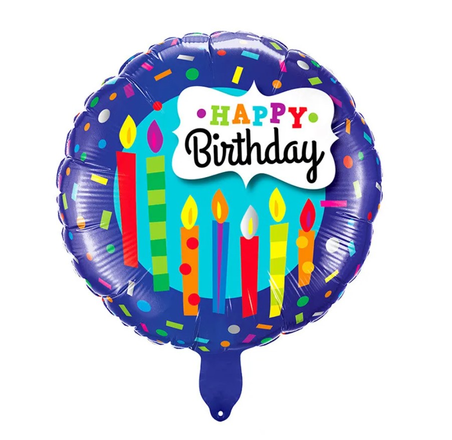 18" 'HAPPY BIRTHDAY' ROUND FOIL DEFLATED BALLOON