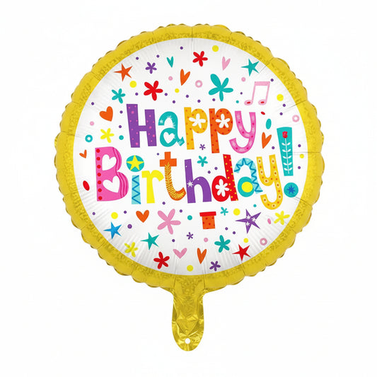18" 'HAPPY BIRTHDAY' ROUND FOIL DEFLATED BALLOON