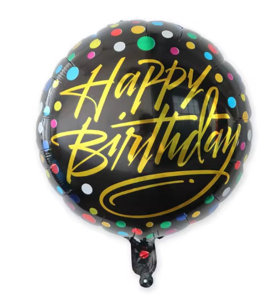 18" BLACK NEON HAPPY BIRTHDAY' DEFLATED FOIL BALLOON
