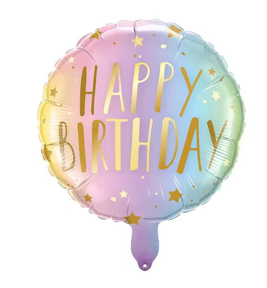 18" PASTEL 'HAPPY BIRTHDAY' DEFLATED FOIL BALLOON - Winterberries