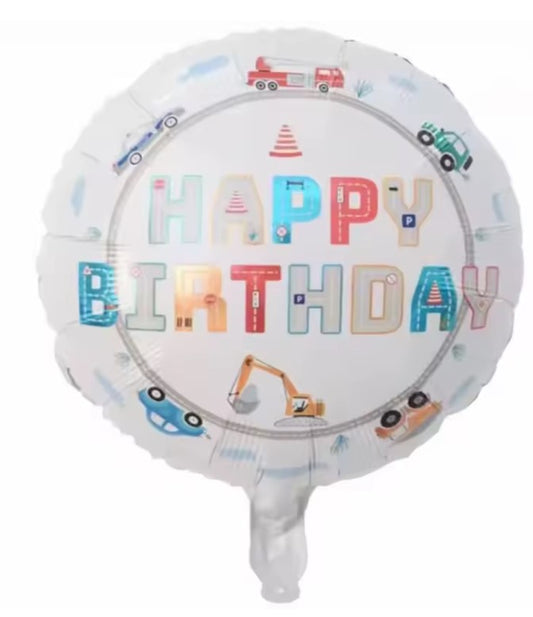 18" VEHICLE TRACK 'HAPPY BIRTHDAY' DEFLATED FOIL BALLOON - Winterberries