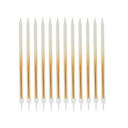 x12 GOLD OMBRE TALL SKINNY WAX CANDLES - Winterberries