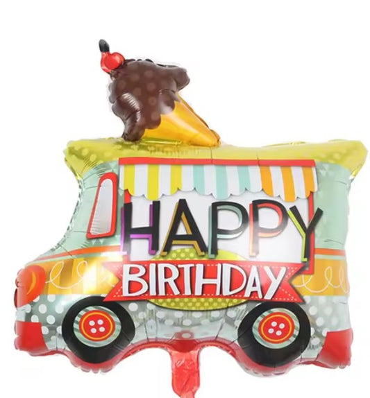 23" ICE CREAM TRUCK ''HAPPY BIRTHDAY' DEFLATED FOIL BALLOON