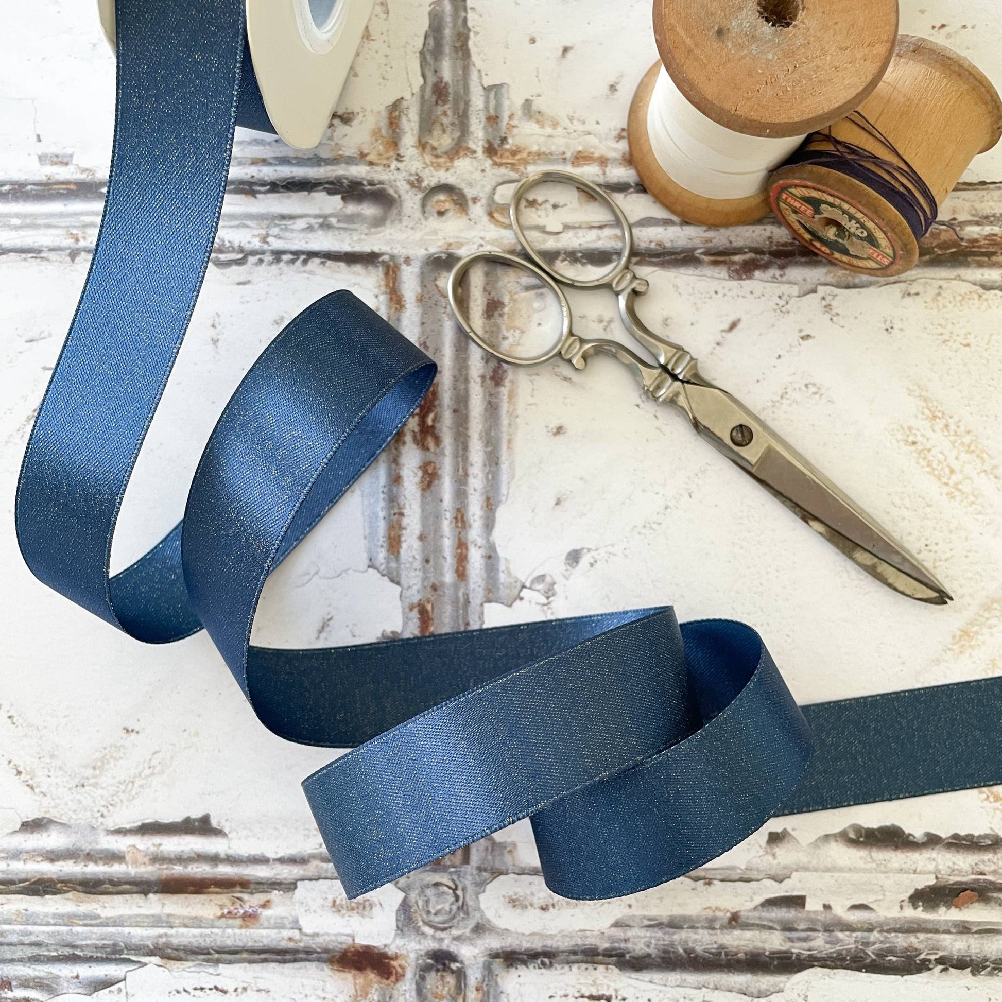 22mm Navy Sparkle Ribbon - 10 Meter Roll - Winterberries