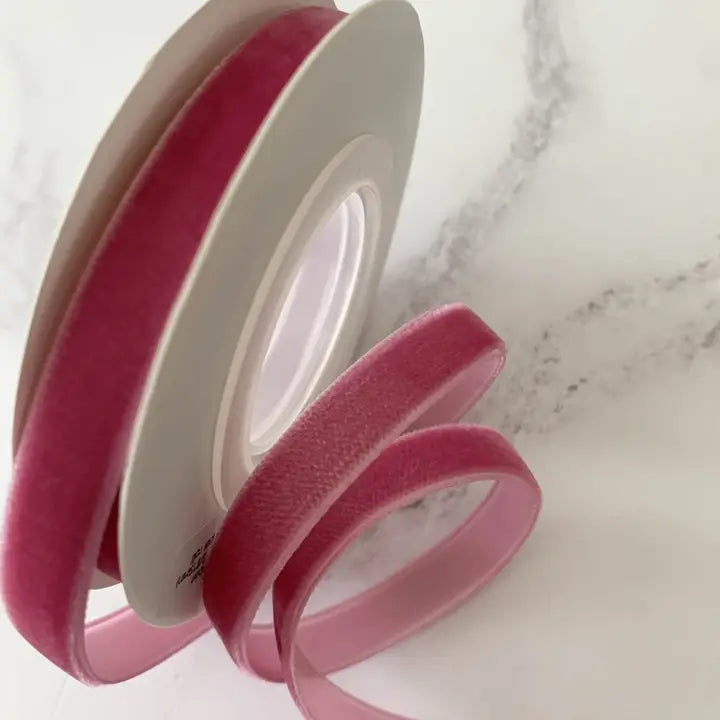 9mm Rose Velvet Ribbon, 3 Meter Roll - Winterberries