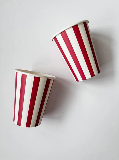 x8 Red Striped Cups - Winterberries