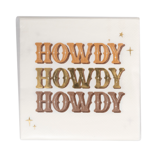 x18 COWBOY 'HOWDY' COCKTAIL PAPER NAPKINS - Winterberries
