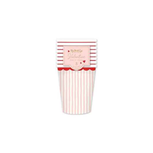 x8 Pink Stripe Cups - Winterberries