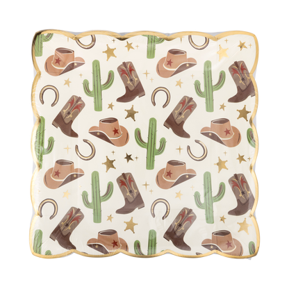 x8 COWBOY SCATTERED ICONS PAPER PLATES - Winterberries
